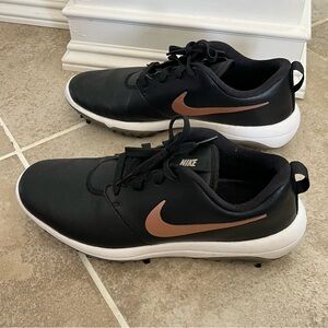 Nike Golf Shoes Mens 9.5 Black Brown Spikes Cleats Low Top Lace Up